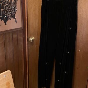 Black velvet feel wide leg pantsuit size 2xl with embellishments
